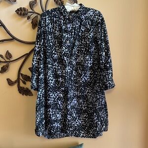 EUC LANDS END Swim Cover Up, PXL, Black/Lt Periwinkle,Chest Pockets, 100% Cotton